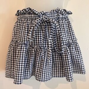 Gingham Plaid Coquette Shorts Mini Sz S Ruffle Blue Life Made Sunny California
